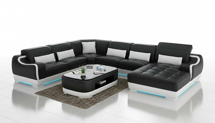 Skórzana sofa Podkładka Siedziba Narożnik Sofa Ustawić Żywy krajobraz Salon Kanapa G8025