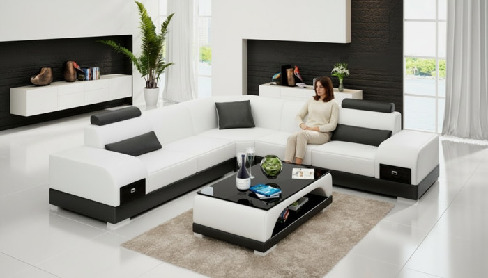 Skórzana sofa kanapa Żywy krajobraz Narożnikowa kanapa Narożnik sofa nowoczesny design Ustawić