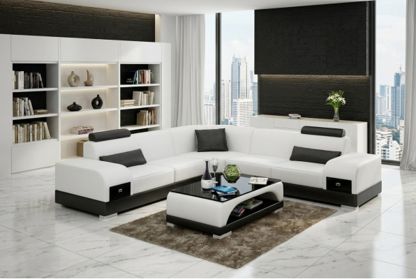 Skórzana sofa kanapa Żywy krajobraz Narożnikowa kanapa Narożnik sofa nowoczesny design Ustawić