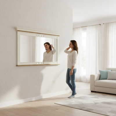 Drewniana ramka Lustro Duży połysk ścienny Klasyczny designerski Lustro - Model FL-L2