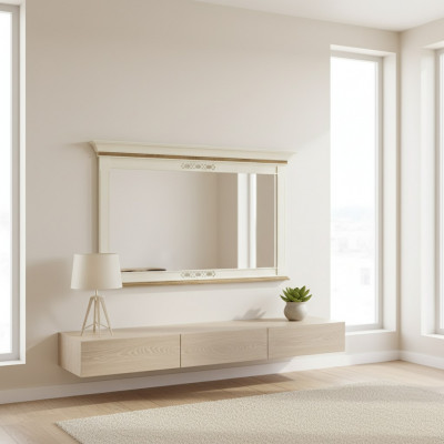 Drewniana ramka Lustro Duży połysk ścienny Klasyczny designerski Lustro - Model FL-L2