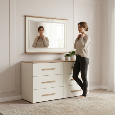Drewniana ramka Lustro Duży połysk ścienny Klasyczny designerski model Lustro FL-L3