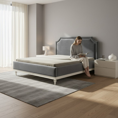Designerskie łóżko łóżko małżeńskie Podwójne łóżko Łóżko tapicerowane skórzane łóżko - model FL-B2
