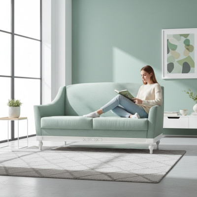 Sofa Chippendale 2 miejsce siedzące sofa materiałowa z Drewno designerskie Ustawić FL-2Siz