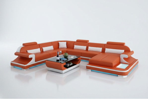 Skórzana sofa kanapa Żywy krajobraz Narożnik kanapa Narożnik Ustawić Design Nowoczesna Sofa G8021