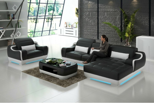 Skórzana sofa kanapa Żywy krajobraz Narożnikowa kanapa + Fotel Nowa Ustaw Nowoczesna Sofa G8025E