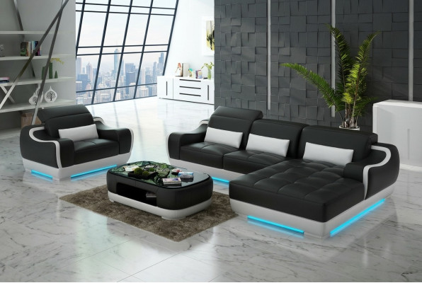 Skórzana sofa kanapa Żywy krajobraz Narożnikowa kanapa + Fotel Nowa Ustaw Nowoczesna Sofa G8025E