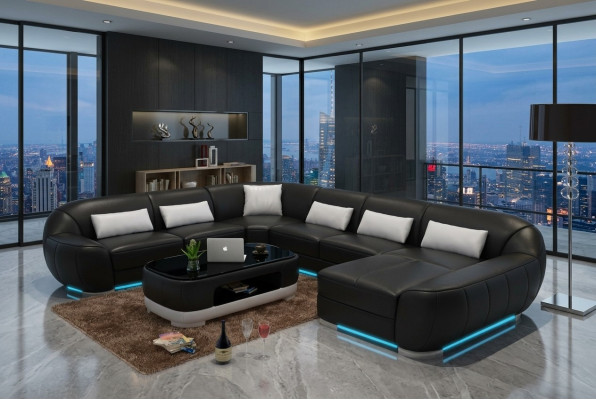 Skórzana sofa kanapa Żywy krajobraz Narożnik kanapa Narożnik Ustaw Design Modern Sofa G8022