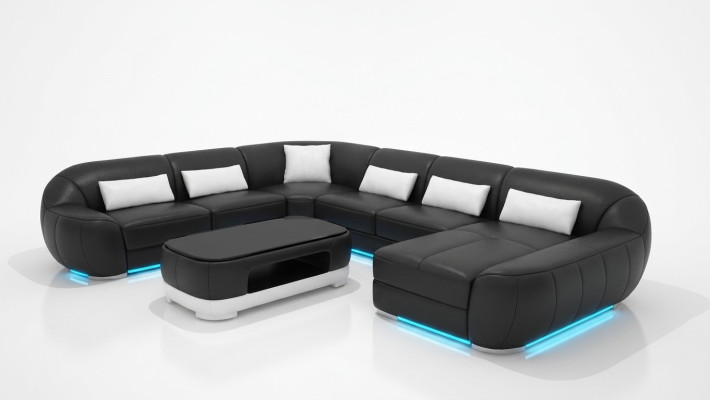 Skórzana sofa kanapa Żywy krajobraz Narożnik kanapa Narożnik Ustaw Design Modern Sofa G8022