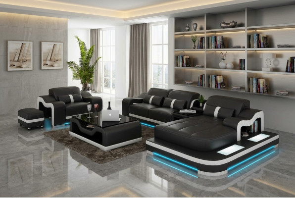 Skórzana sofa kanapa Żywy krajobraz Narożnik kanapa Narożnik Ustawić Design Modern Sofa G8027E