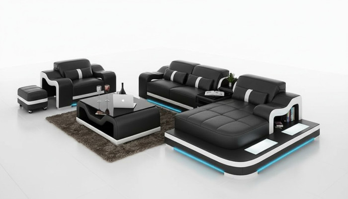 Skórzana sofa kanapa Żywy krajobraz Narożnik kanapa Narożnik Ustawić Design Modern Sofa G8027E