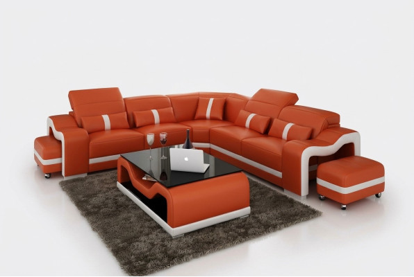 Skórzana sofa kanapa Żywy krajobraz Narożnikowa kanapa sofa Narożnik nowoczesny design Ustawić