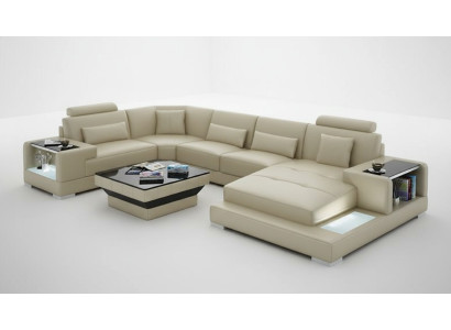 Skórzana sofa kanapa Żywy krajobraz Narożnik kanapa Narożnik Ustaw Design Modern Sofa G8023