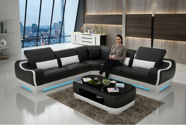 Skórzana sofa kanapa Żywy krajobraz Narożnik kanapa Narożnik Ustawić Design Nowoczesna Sofa G8025B