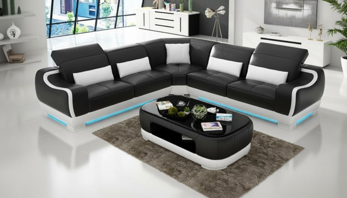 Skórzana sofa kanapa Żywy krajobraz Narożnik kanapa Narożnik Ustawić Design Nowoczesna Sofa G8025B