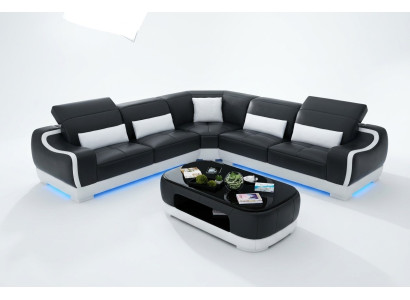 Skórzana sofa kanapa Żywy krajobraz Narożnik kanapa Narożnik Ustawić Design Nowoczesna Sofa G8025B