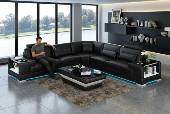 Skórzana sofa kanapa sofa Żywy krajobraz Narożnikowa kanapa Narożnik Modern Design Ustawić