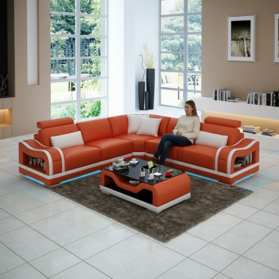 Skórzana sofa sofa kanapa Żywy krajobraz Narożnikowa kanapa Narożnik Modern Design Ustawić
