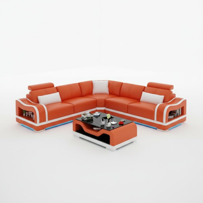 Skórzana sofa sofa kanapa Żywy krajobraz Narożnikowa kanapa Narożnik Modern Design Ustawić