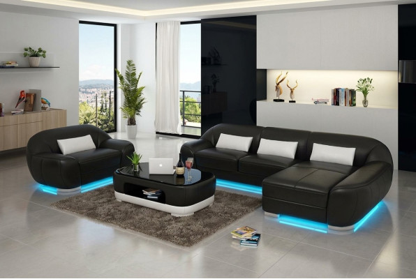 Skórzana sofa kanapa Żywy krajobraz Narożnikowa kanapa + Fotel Narożnik Ustawić Design