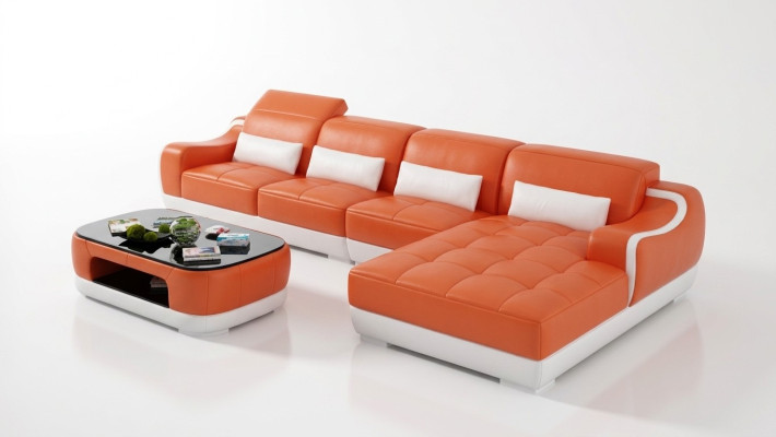 Skórzana sofa sofa kanapa Żywy krajobraz Narożnik Narożnikowa kanapa Modern Design Ustawić