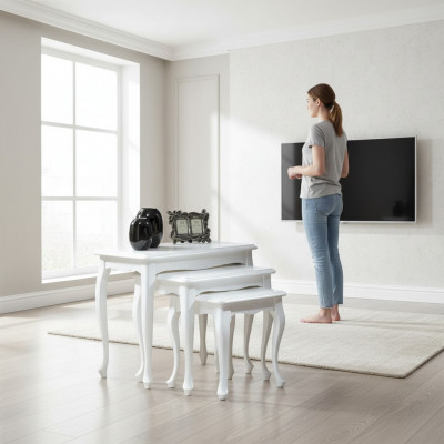 Tabela Stół obiadowy Zestaw 3 szt. Design Tabela stoły Classic Drewno Stół obiadowy Nowy towar