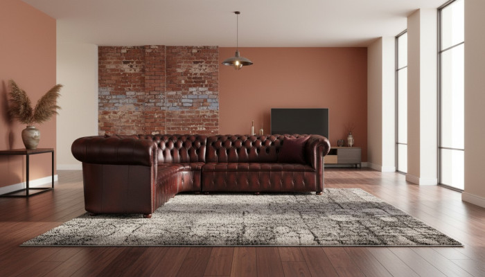 Skórzana sofa Chesterfield Narożnikowa kanapa Sofa Podkładka Narożnik Siedziba Ustawić 100% Skóra