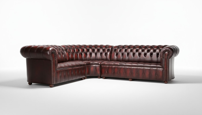 Skórzana sofa Chesterfield Narożnikowa kanapa Sofa Podkładka Narożnik Siedziba Ustawić 100% Skóra