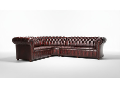 Skórzana sofa Chesterfield Narożnikowa kanapa Sofa Podkładka Narożnik Siedziba Ustawić 100% Skóra