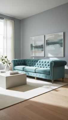Chesterfield 3-osobowa sofa z tekstylnymi, skórzanymi i aksamitnymi poduchami, kompletem tapicerowanym, nowy siedzisko.