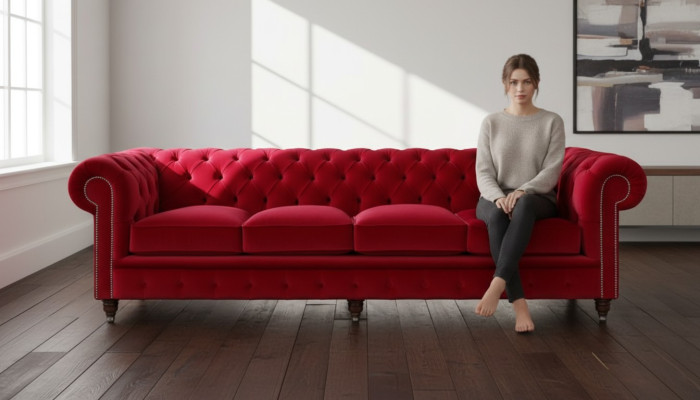 Chesterfield Duży Sofa Kanapa Tkanina Aksamit Tapicerowane Sofy 4-osobowe XXL Kanapy Nowe