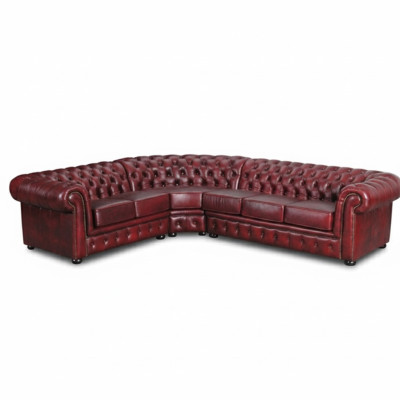Narożnikowa kanapa Sofa Kanapa Podkładka Zestaw narożny Narożnik Chesterfield 100% Skóra
