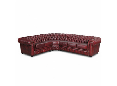 Narożnikowa kanapa Sofa Kanapa Podkładka Zestaw narożny Narożnik Chesterfield 100% Skóra