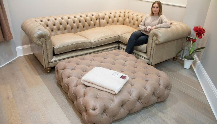 Skórzana sofa Narożnikowa kanapa Sofa Kanapa Podkładka Chesterfield Zestaw narożny Ustawić Narożnik Nowość