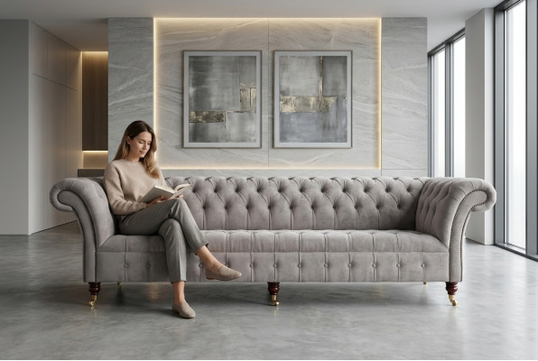 Chesterfield Sofa 4 miejsce do siedzenia XXL Podkładka Designer Couches Sofy Ustawić