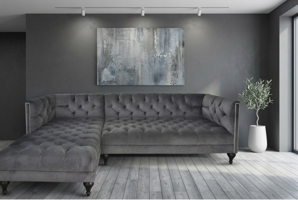 Sofa Materiał Włókienniczy Sofa Kanapa Podkładka Designerska Ustawić Sofę Tkaninową Szarą Kanapy