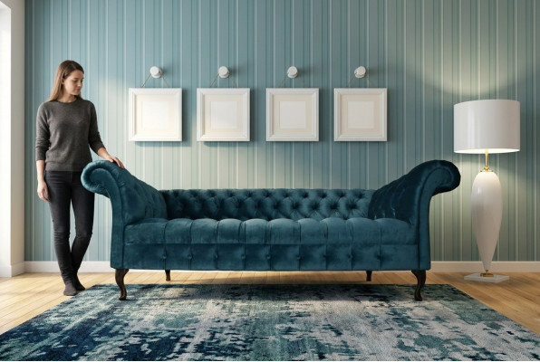Chesterfield Sofa Tapicerowany Designer Sofy Kanapy Komplet Tekstylny Materiał Tekstylia 15