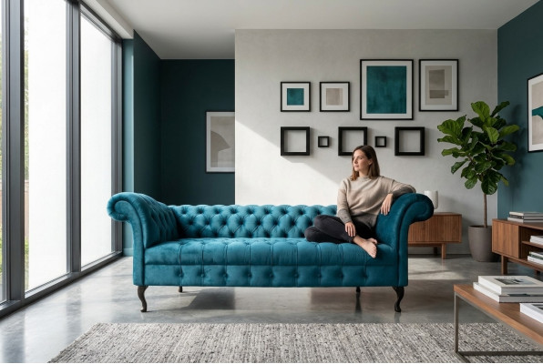 Chesterfield Sofa Tapicerowany Designer Kanapy Sofy Komplet Tkanin Materiał Tkaniny 16