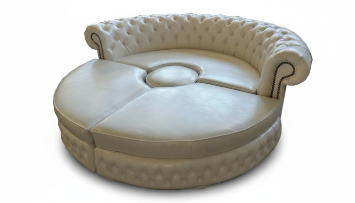 Chesterfield OKRĄGŁA SOFA Narożnikowa kanapa Royal Półokrągła Designerska Sofa Kanapa Skórzana Sofa