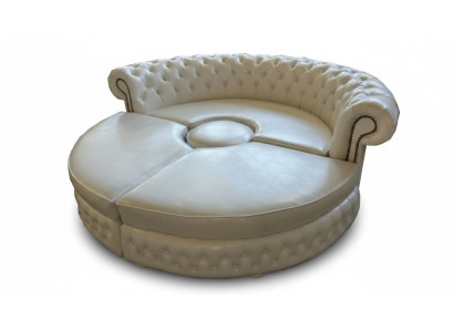 Chesterfield OKRĄGŁA SOFA Narożnikowa kanapa Royal Półokrągła Designerska Sofa Kanapa Skórzana Sofa