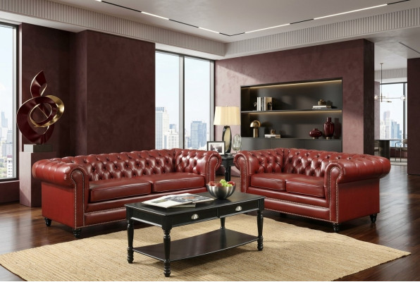 Brown Chesterfield Sofa 3+2 miejsce do siedzenia Podkładka Designer Couches Sofy Ustawić