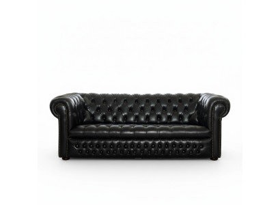 Czarna Sofa Chesterfield 3+1 miejsce do siedzenia Designerski zestaw sofowy