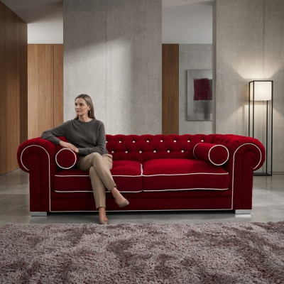 Fotel Chesterfield 3-osobowy Kanapa Obicia Designer Sofy Garnitur SL Sofa 21