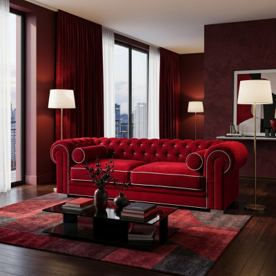 Fotel Chesterfield 3-osobowy Kanapa Obicia Designer Sofy Garnitur SL Sofa 21