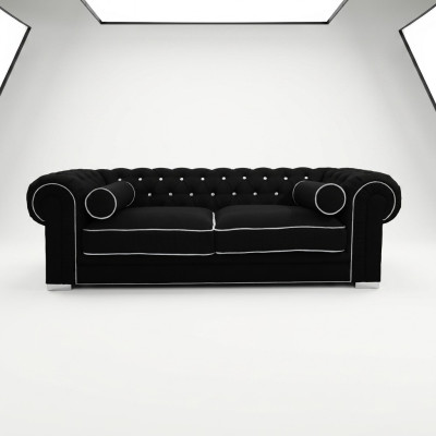 Chesterfield Sofa 3 miejsca Tapicerowane Designer Kanapy Sofy Komplet Sofa 23