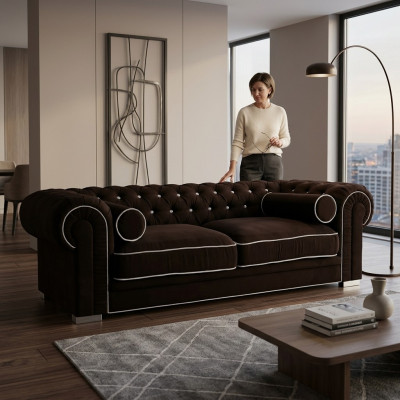 Chesterfield Sofa 3 MIEJSCA OBUJMIJĄCE SOFY WYKONANE Z TWARDEJ WAGRY OZDOBY SL Sofa 26