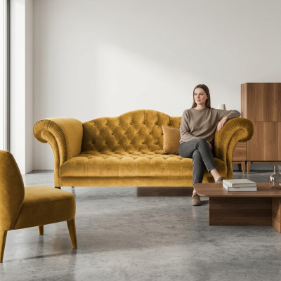 Chesterfield Sofa 3-osobowa sofa tapicerowana Projektant Wnętrz Sofas Komplet mebli SL Sofa 44