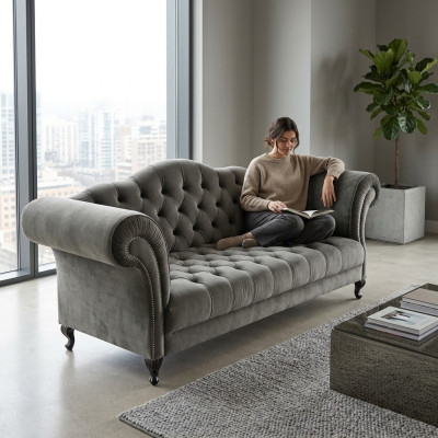 Chesterfield Sofa 3-osobowa kanapa tapicerowana Projektant kanap Sofas Garnitur SLIII Sofa №1
