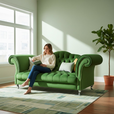 Chesterfield Sofa - wygodna sofa z tapicerką, Designer Couchen Sofas Garnitur, Couch SLIII Sofa №74