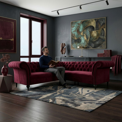 Chesterfield Narożnikowa kanapa kanapa narożna designerska sofa kanapa Aksamit skórzana sofa SLIII sofa №82